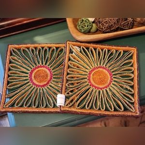 Vintage Rattan Hot Pad/Trivet Pair